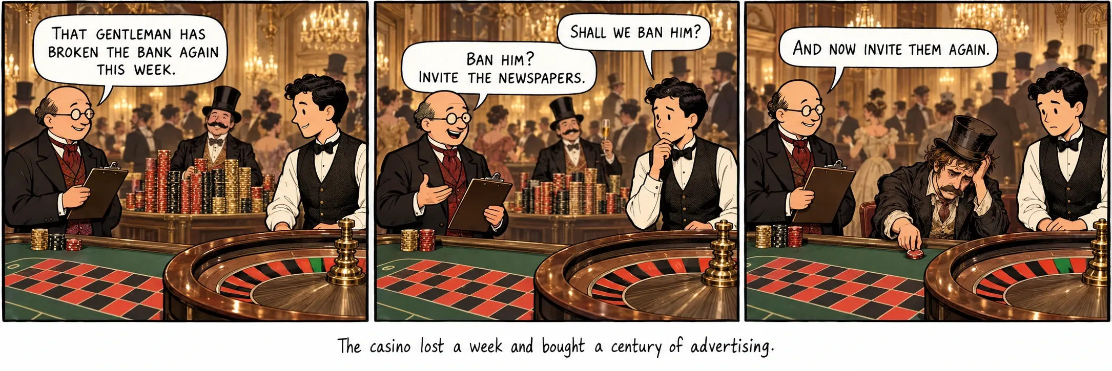 O cassino perdeu uma semana e comprou um século de publicidade.